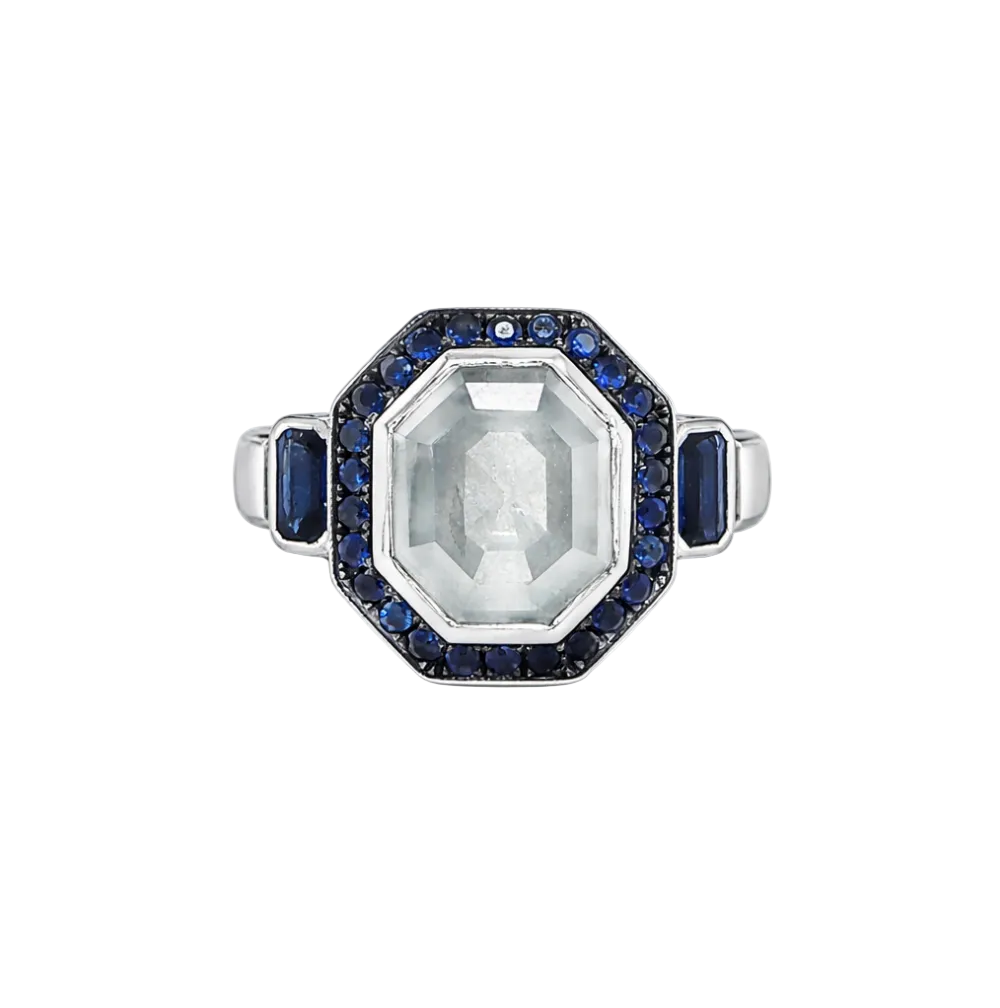 GREY DIAMOND & BLUE SAPPHIRE RING