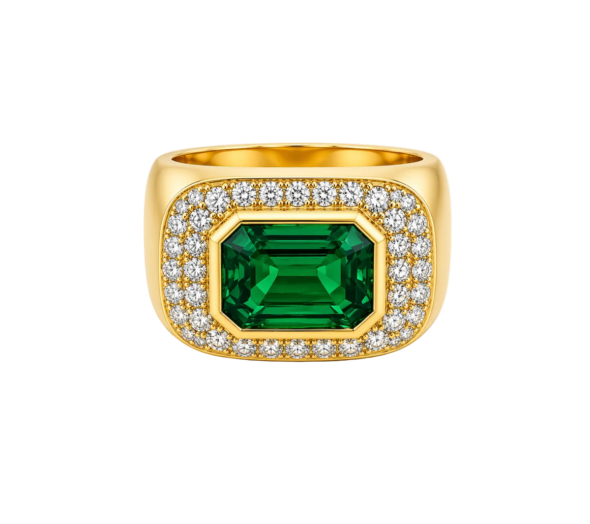 LAB EMERALD & DIAMOND RING