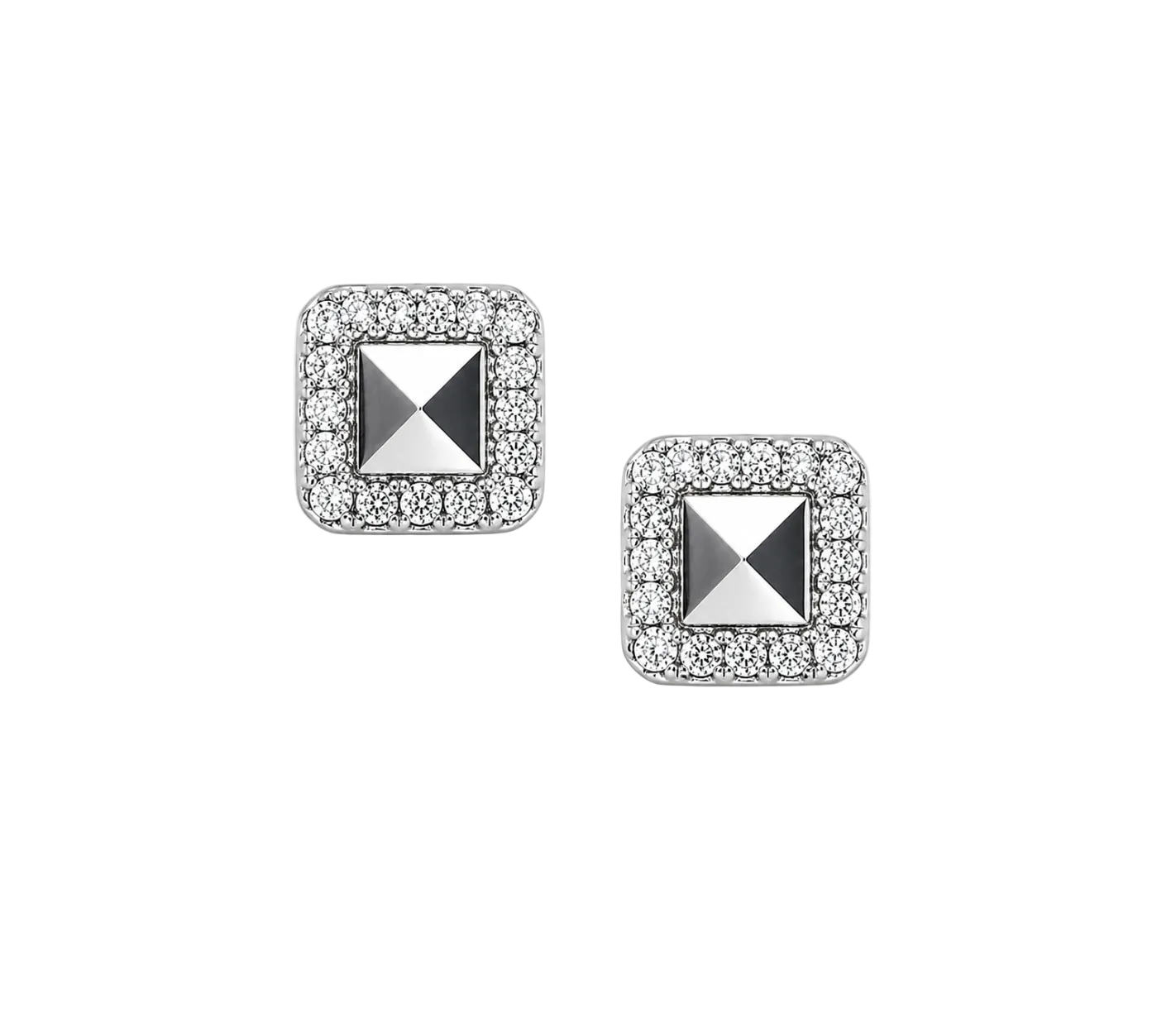 SQUARE WITH DIAMOND HALO STUDS