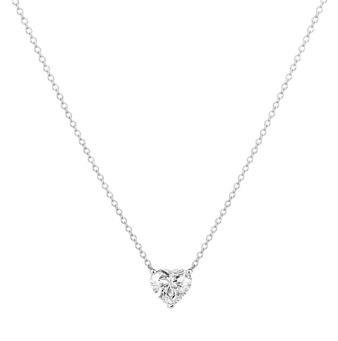 LAB HEART SHAPED DIAMOND SOLITAIRE NECKLACE