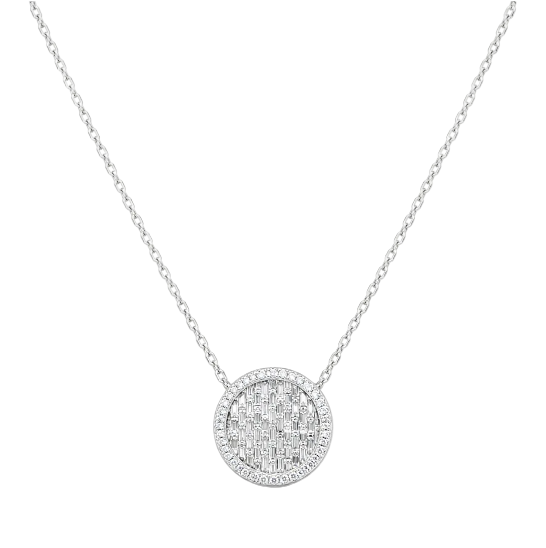 BAGUETTE CUT & DIAMOND HALO NECKLACE