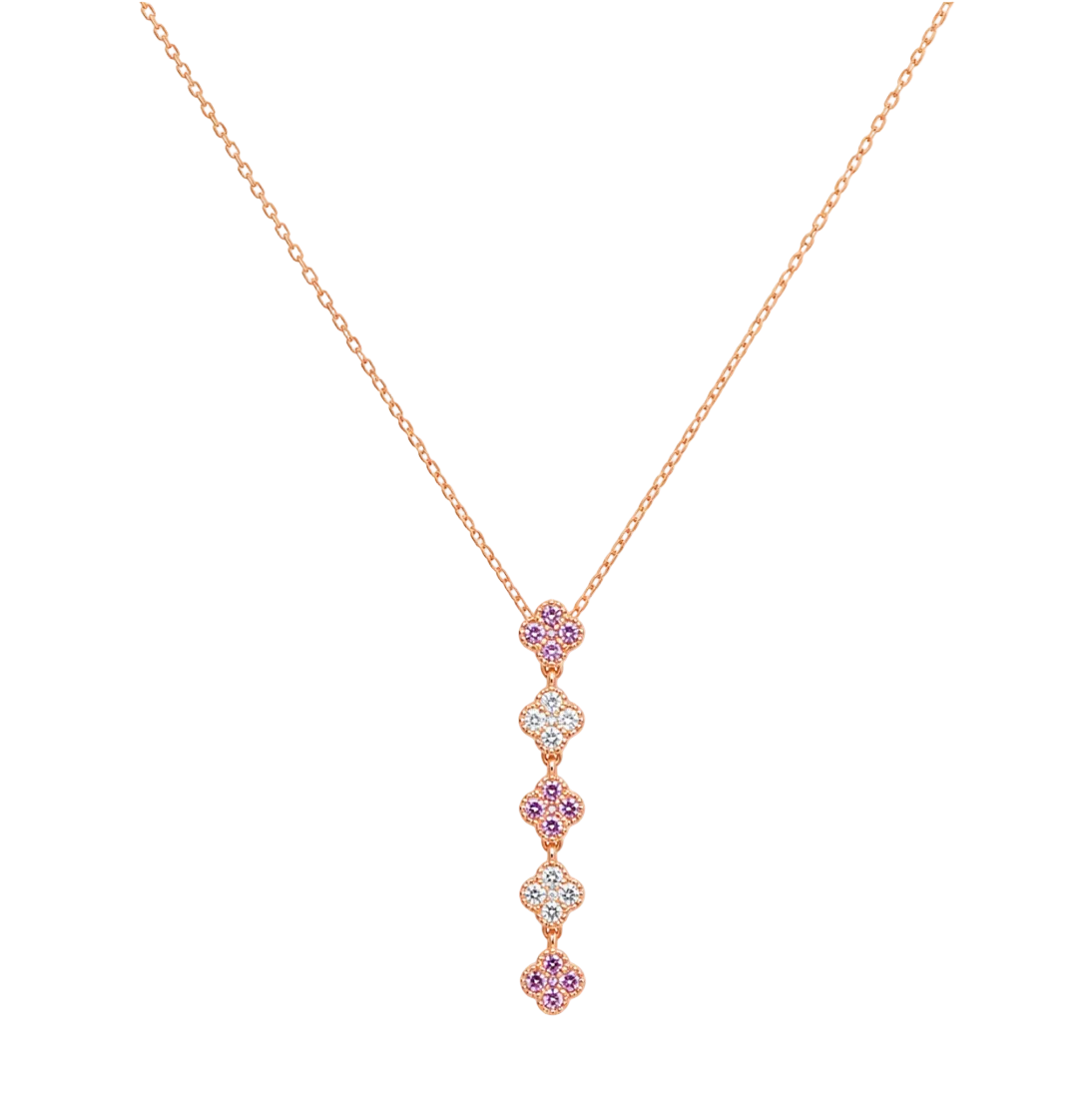 PINK SAPPHIRE & DIAMOND CLOVER LARIAT