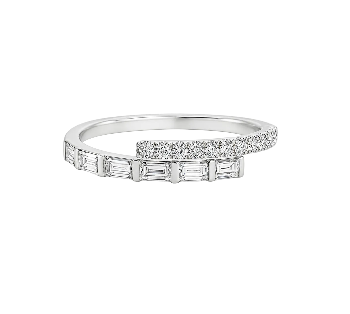 ROUND & BAGUETTE DIAMOND WRAP RING