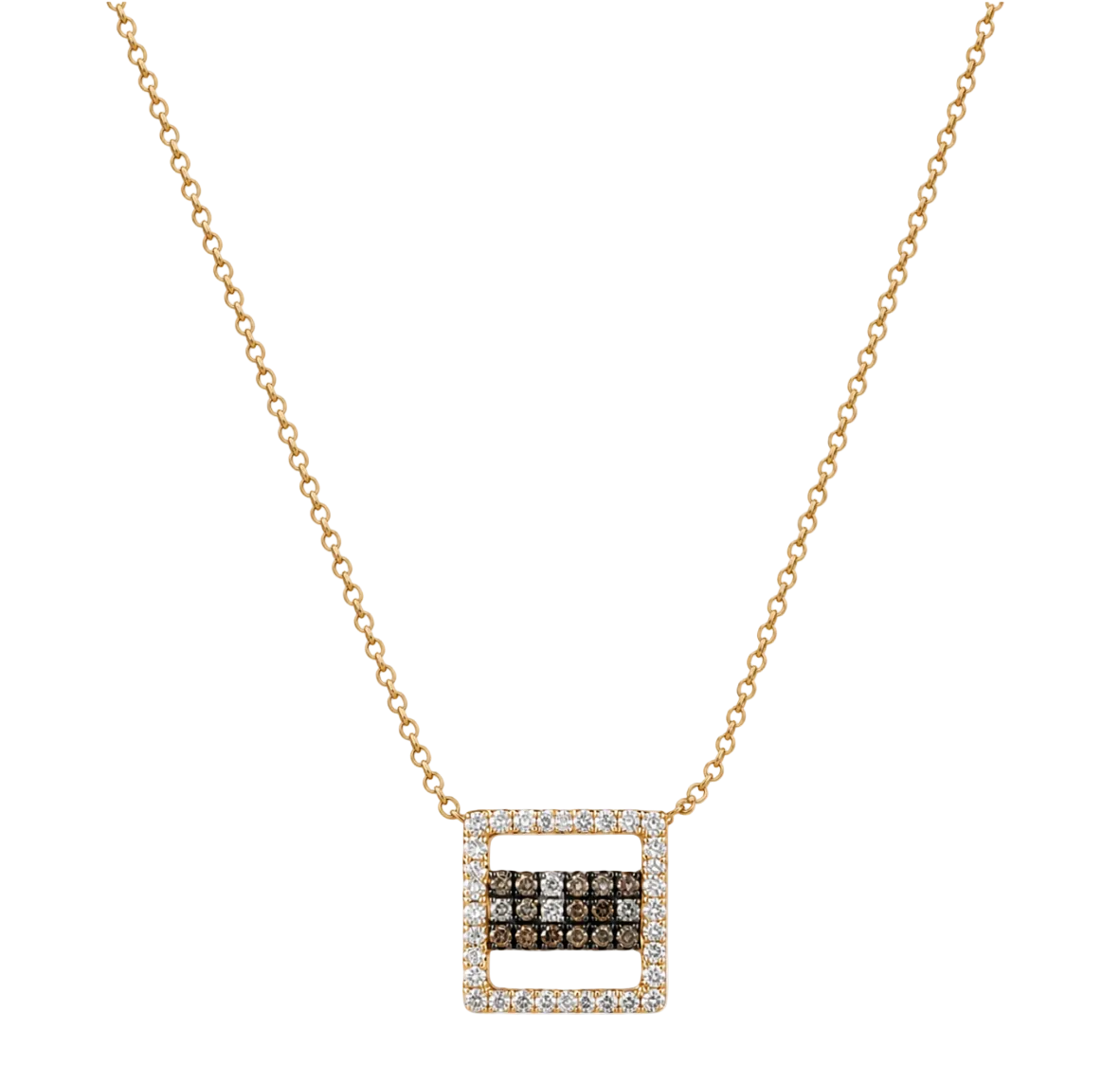 TWO TONED DIAMOND FRAME NECKLACE