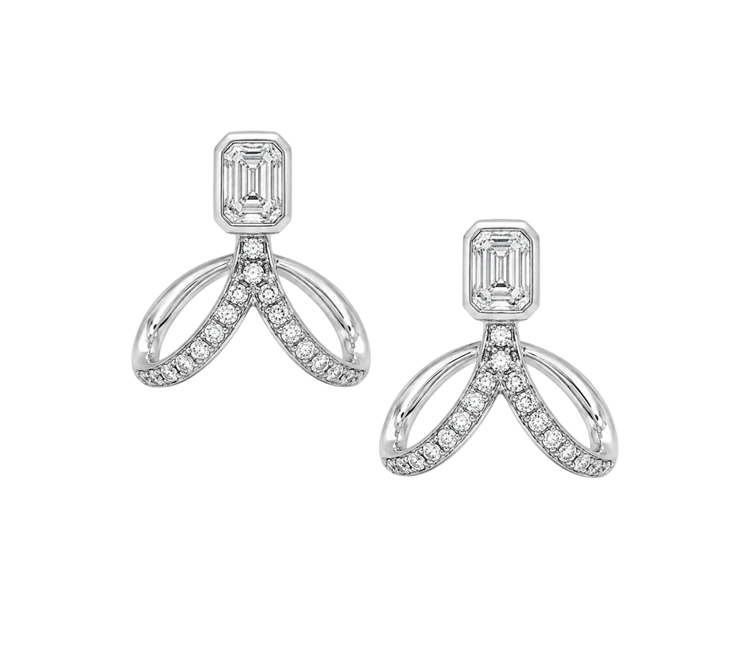 EMERALD CUT DIAMOND & PAVÉ HUGGIES