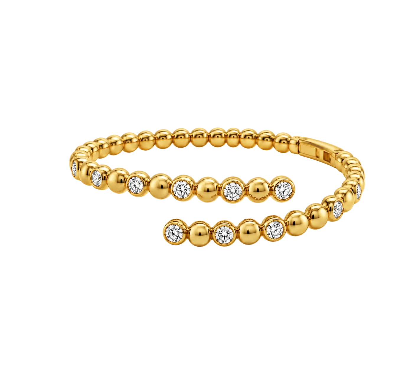 ALTERNATING DIAMOND BALL CUFF BRACELET