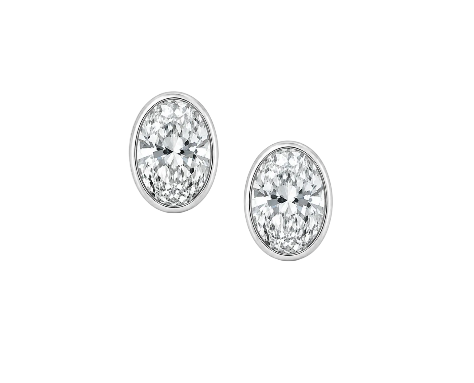 BEZEL SET LAB OVAL DIAMOND STUDS