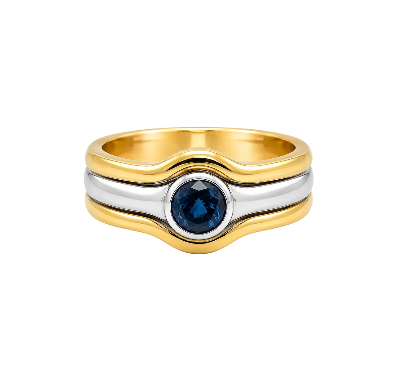 LAB SAPPHIRE TWO TONE RING