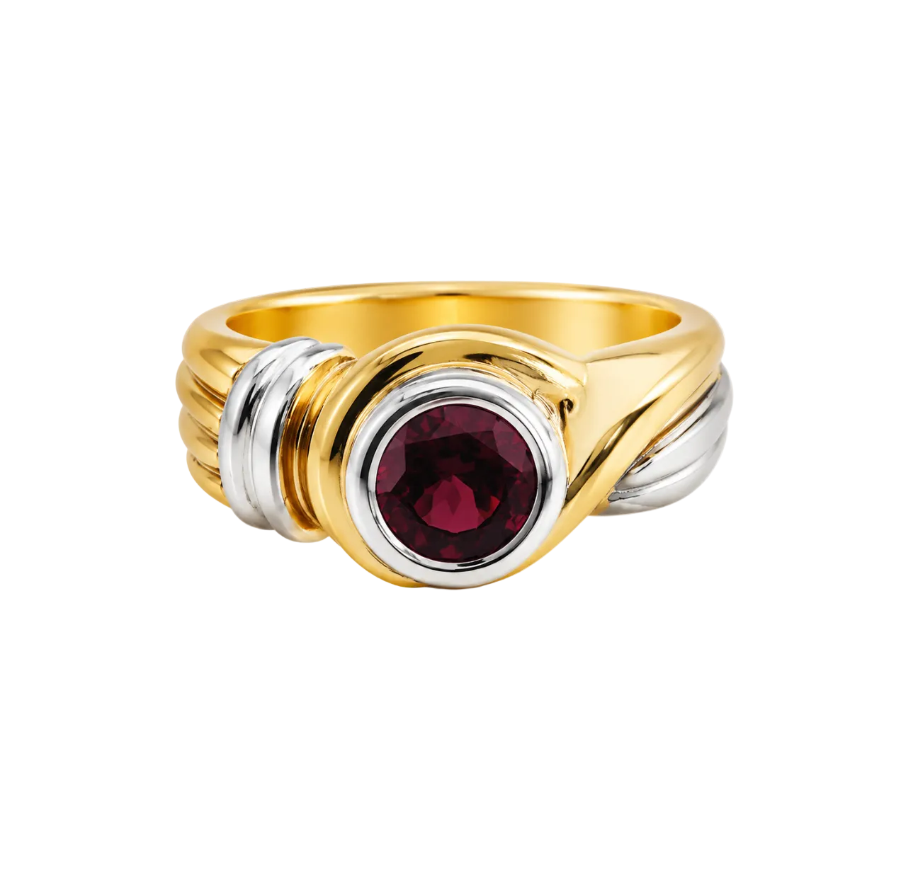 TWO TONE GARNET RING