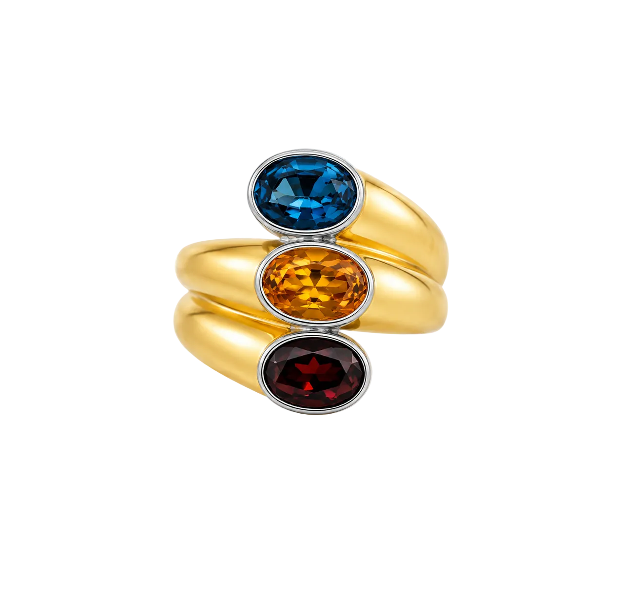 TRIPLE COLOUR STONE RING
