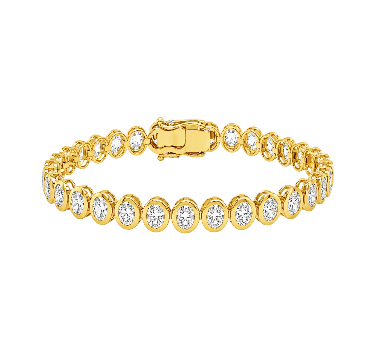 LAB OVAL BEZEL SET DIAMOND TENNIS BRACELET