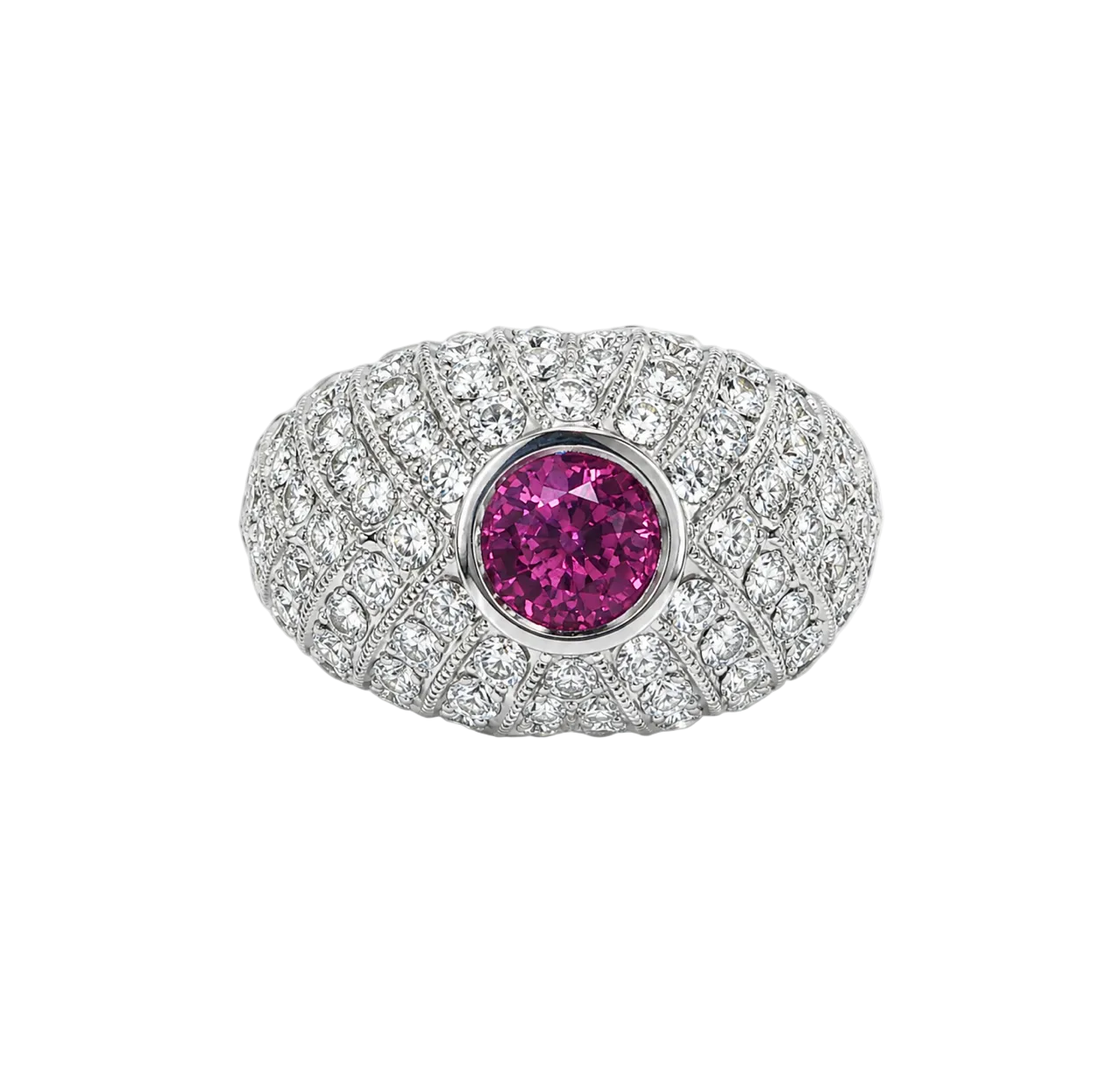 CHUNKY PINK SAPPHIRE & DIAMOND RING