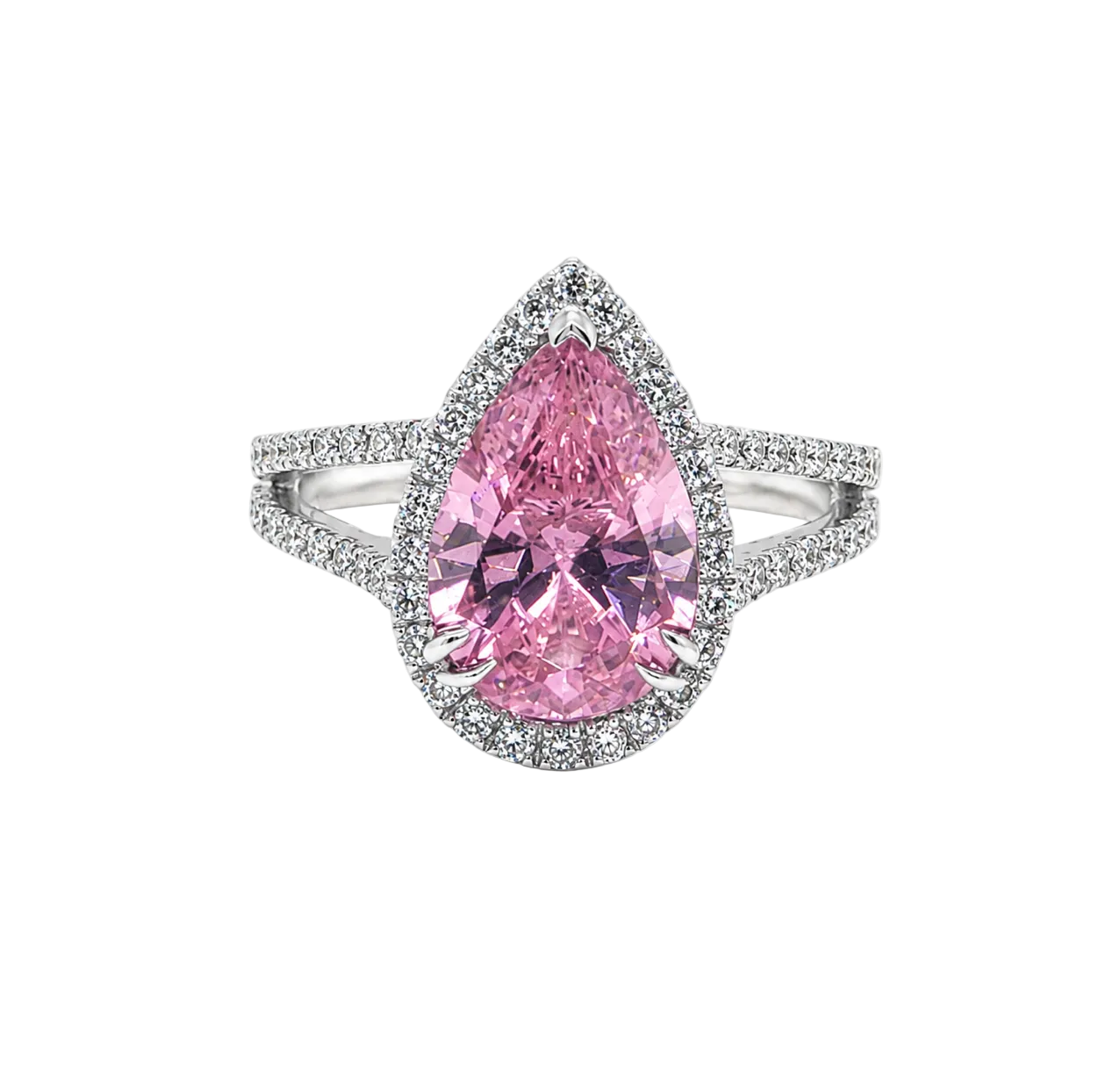 PINK CZ & DIAMOND RING