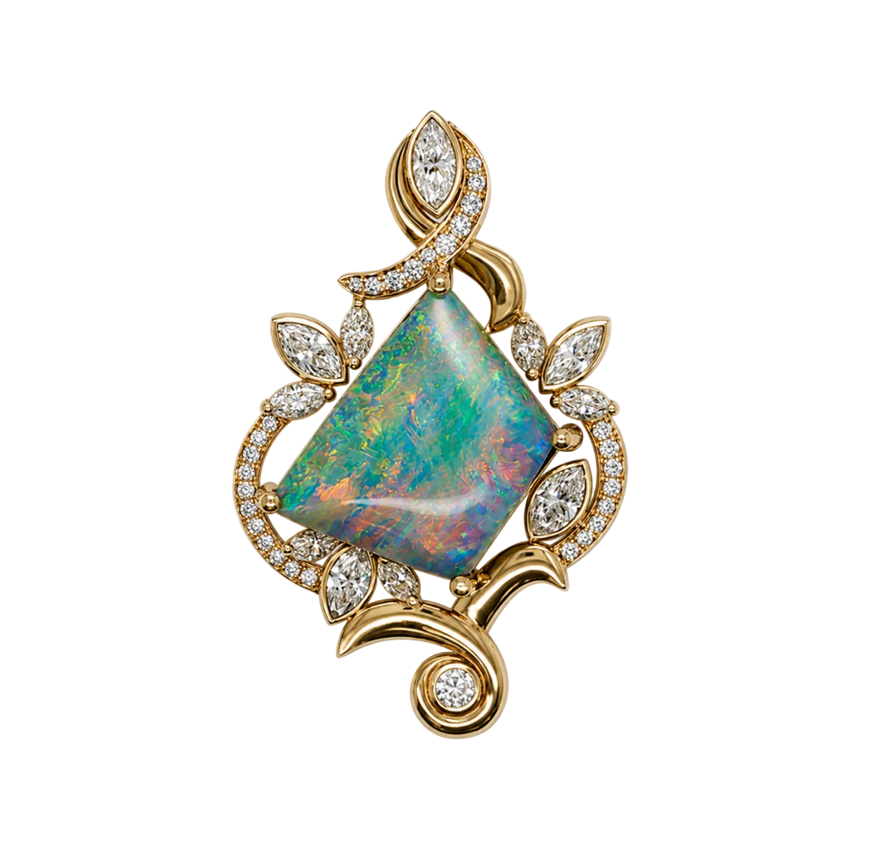 MARQUISE DIAMOND & OPAL PENDANT