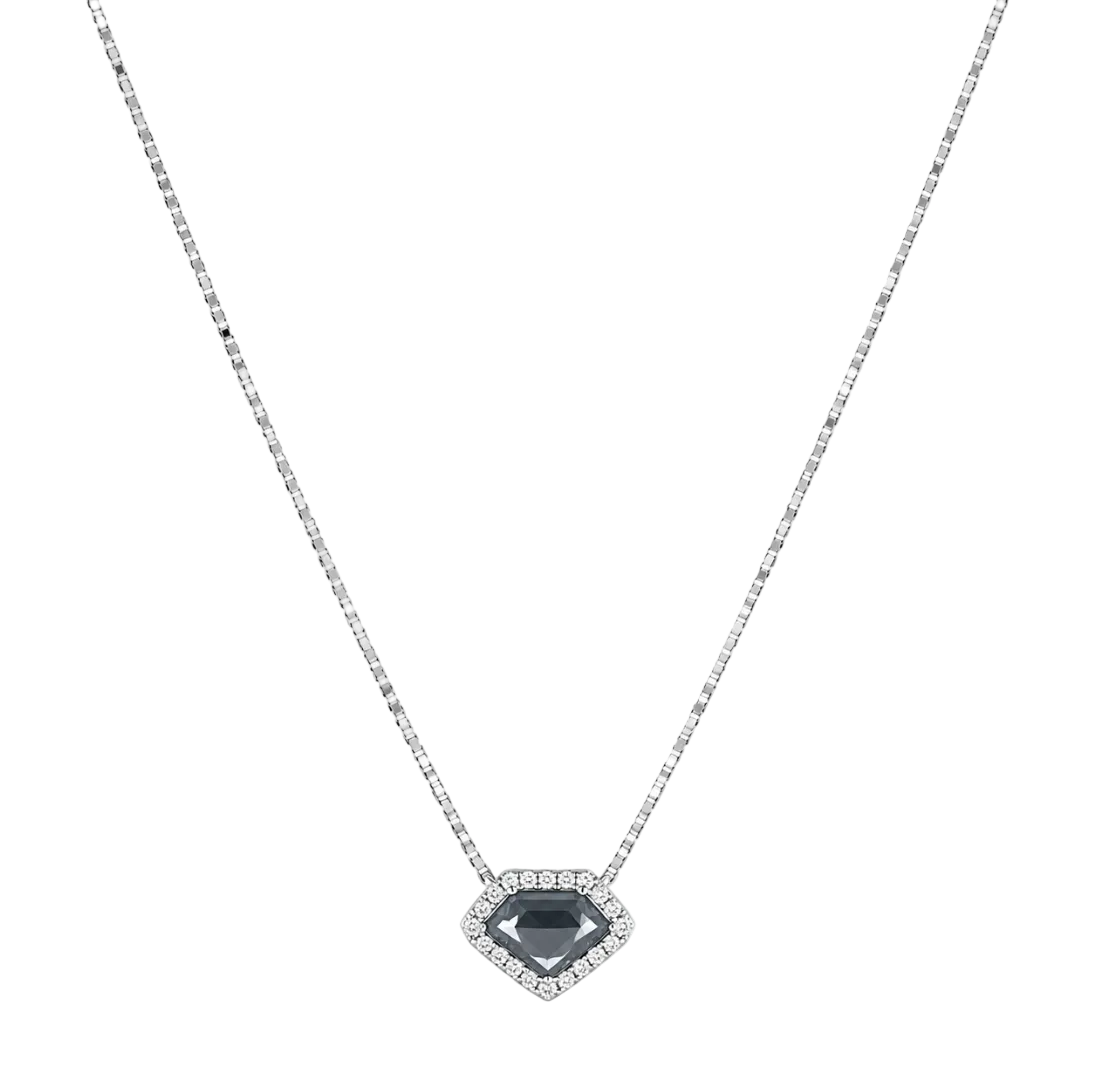 BLACK DIAMOND HALO NECKLACE