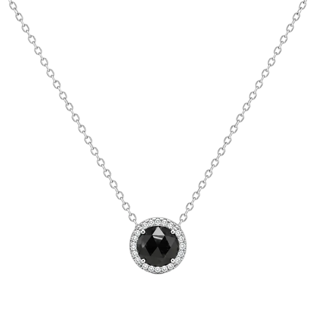 BLACK DIAMOND HALO NECKLACE