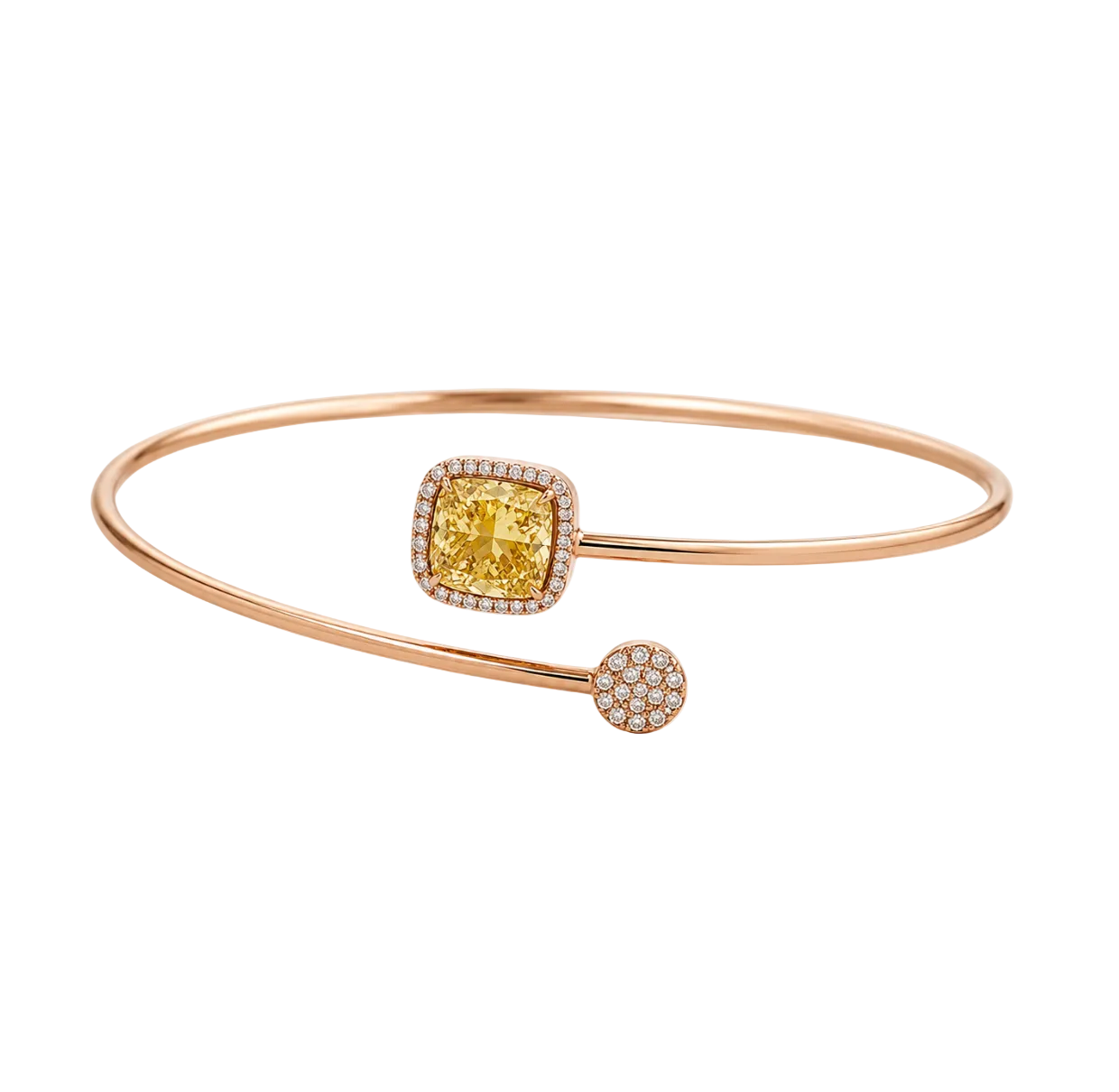 YELLOW DIAMOND & DIAMOND CUFF BANGLE