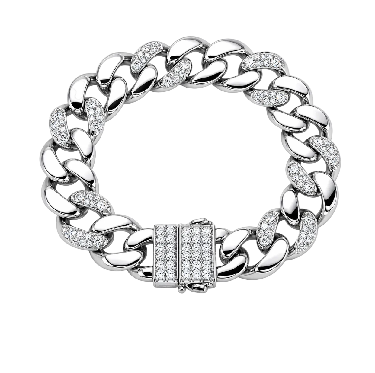 ALTERNAITING DIAMOND CUBAN LINK BRACELET