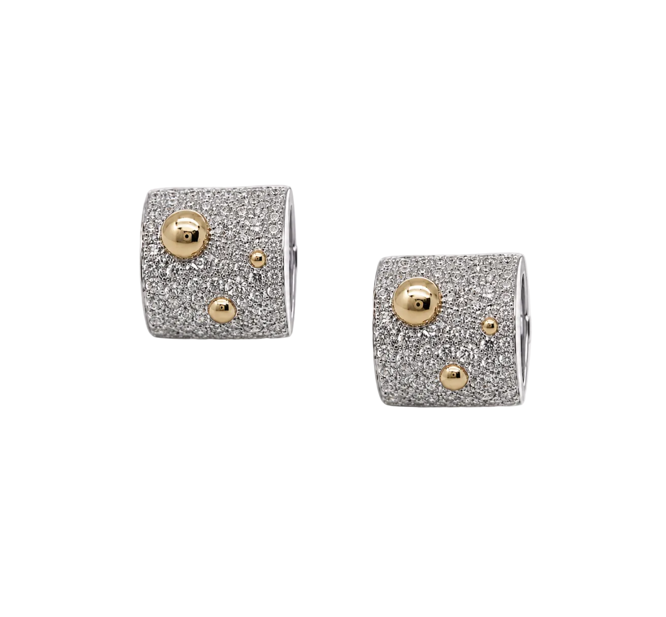 DIAMOND PAVÉ & GOLD BEAD HUGGIES
