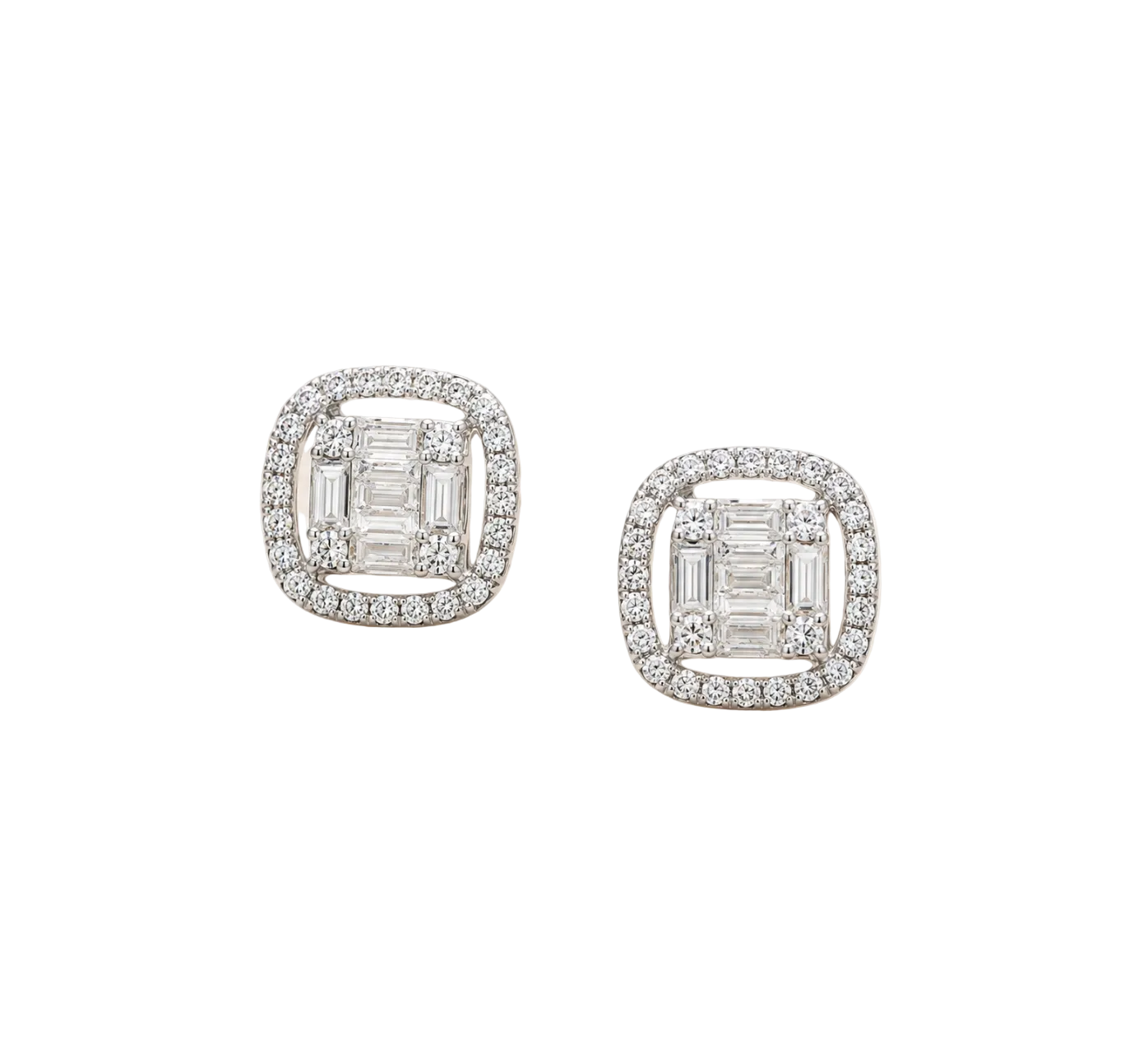 DIAMOND BAGUETTE HALO STUDS