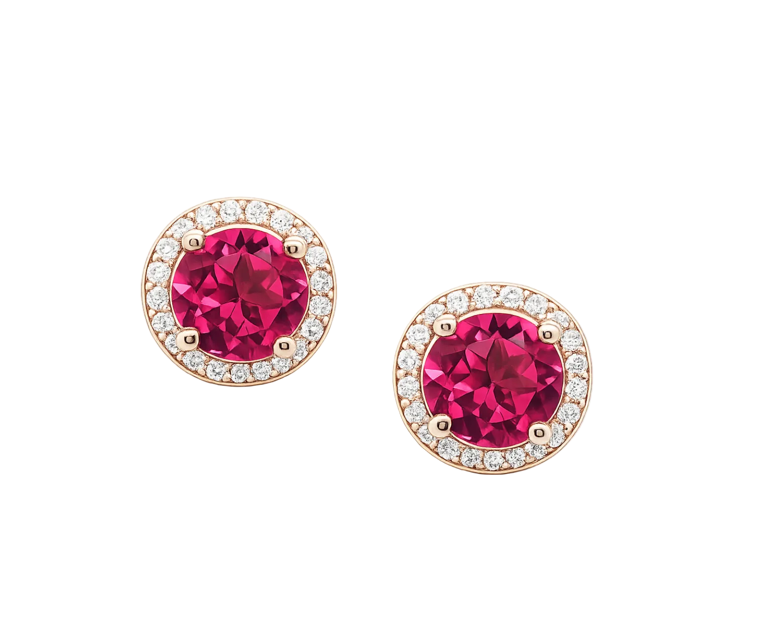 PINK TOPAZ & DIAMOND HALO STUDS