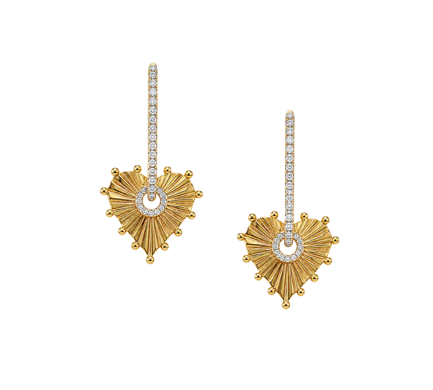 HEART BURST DIAMOND DROP EARRINGS