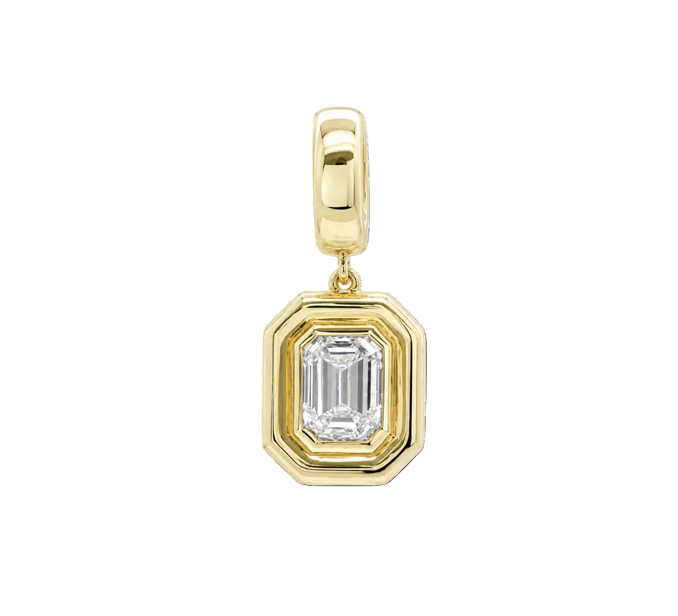 LAB EMERALD CUT DIAMOND BEZEL CHARM