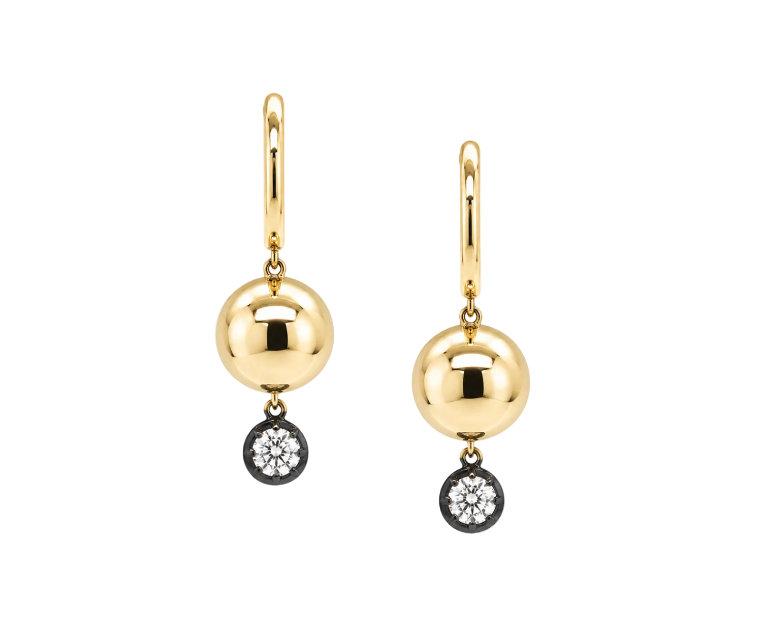 LAB DIAMOND & BALL DANGLE EARRINGS