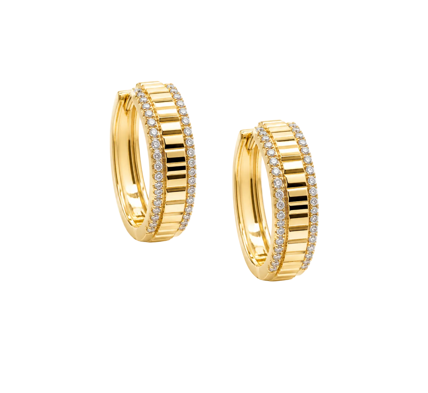 RIBBED DIAMOND HUGGIE EARRINGS