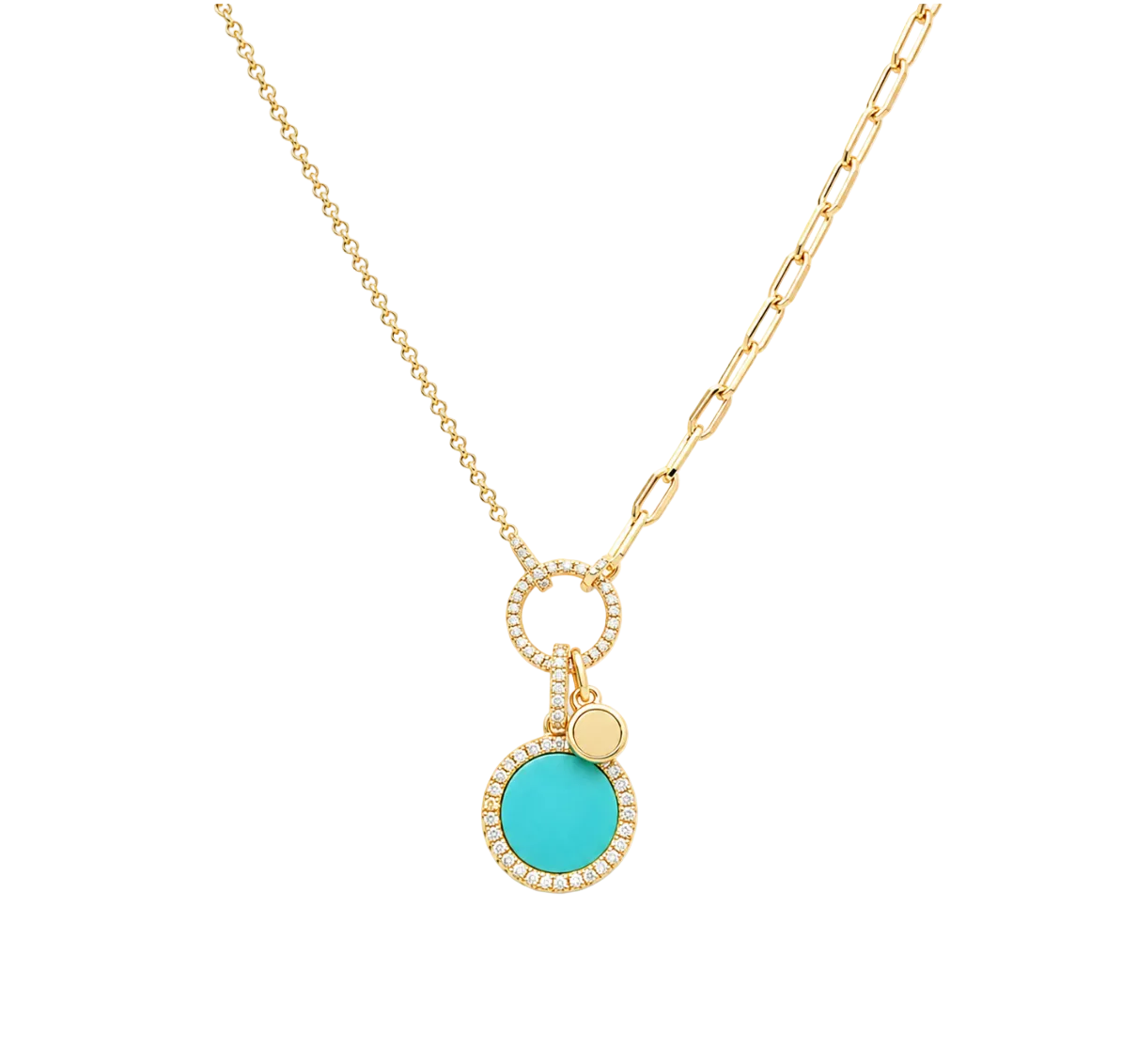 TURQUOISE DIAMOND CHARM NECKLACE