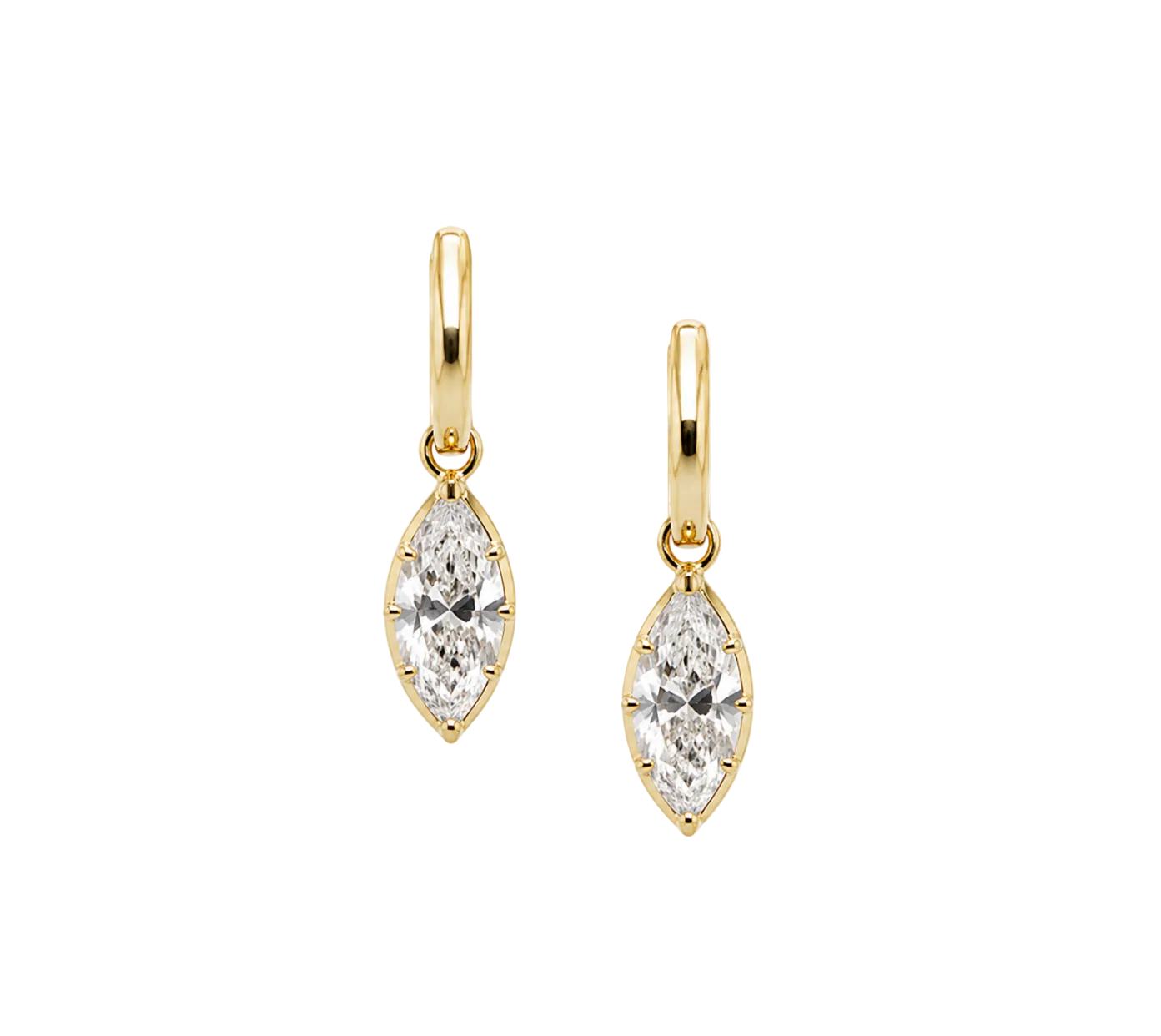 LAB MARQUISE SHAPED DIAMOND DANGLE EARRINGS