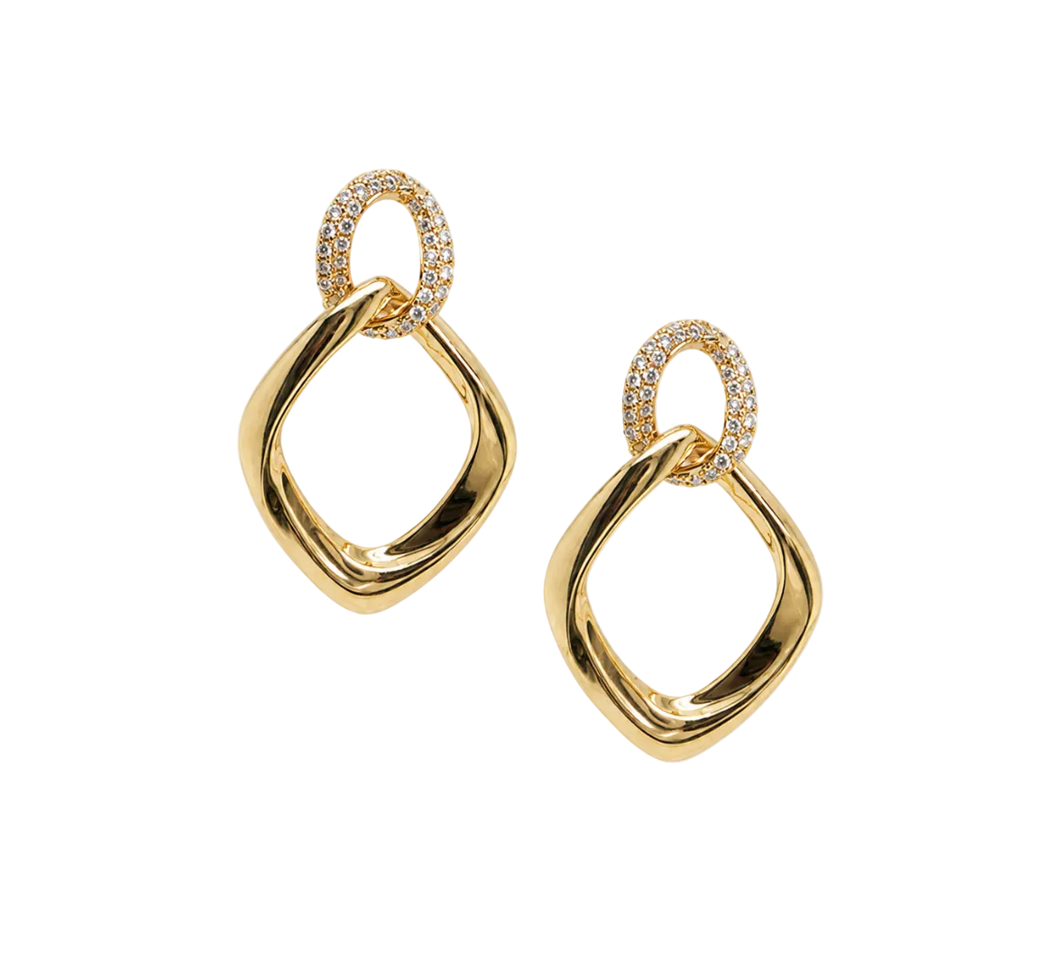 DIAMOND OVAL LINK DROP EARRINGS