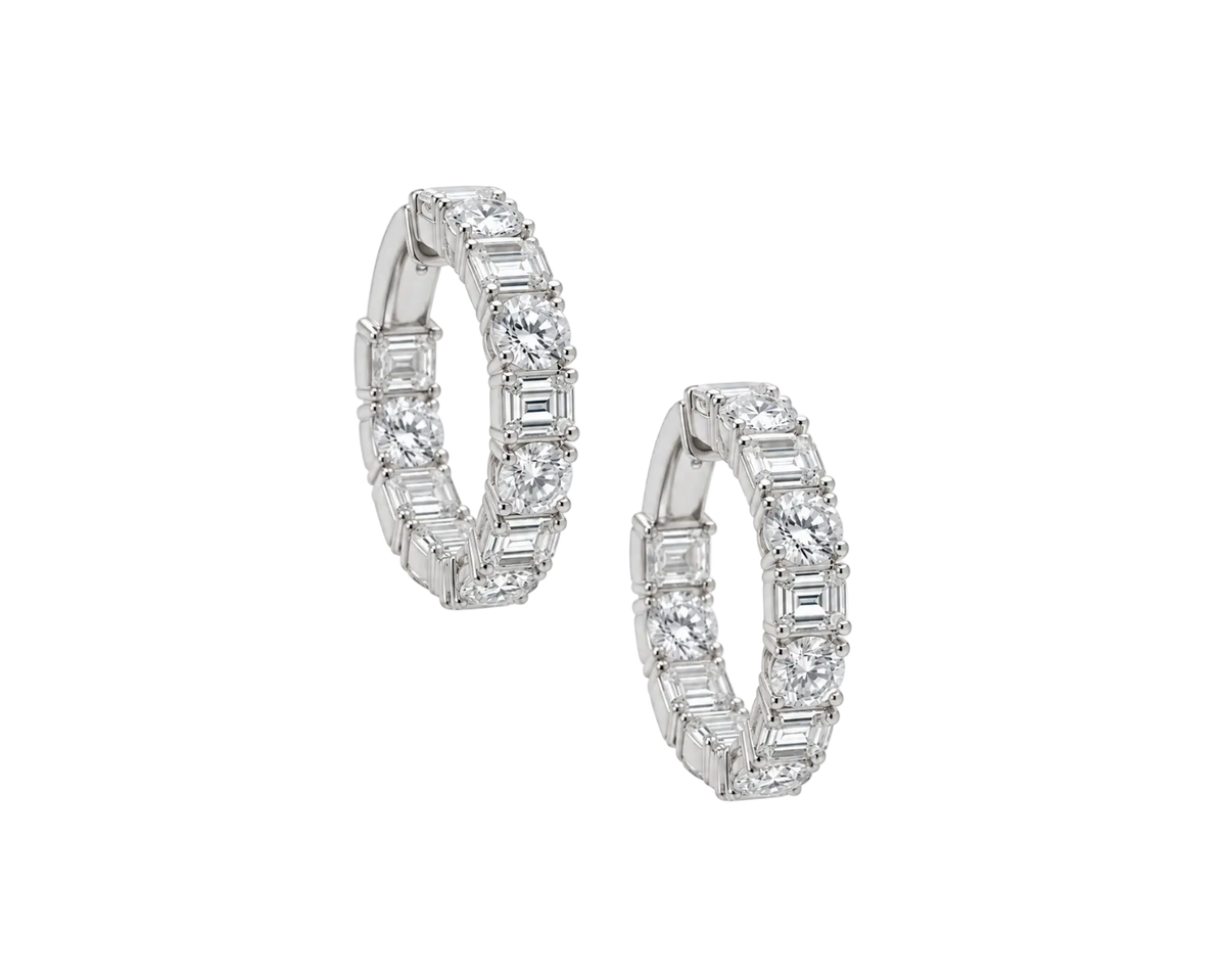 MIXED SHAPE LAB DIAMOND HOOPS