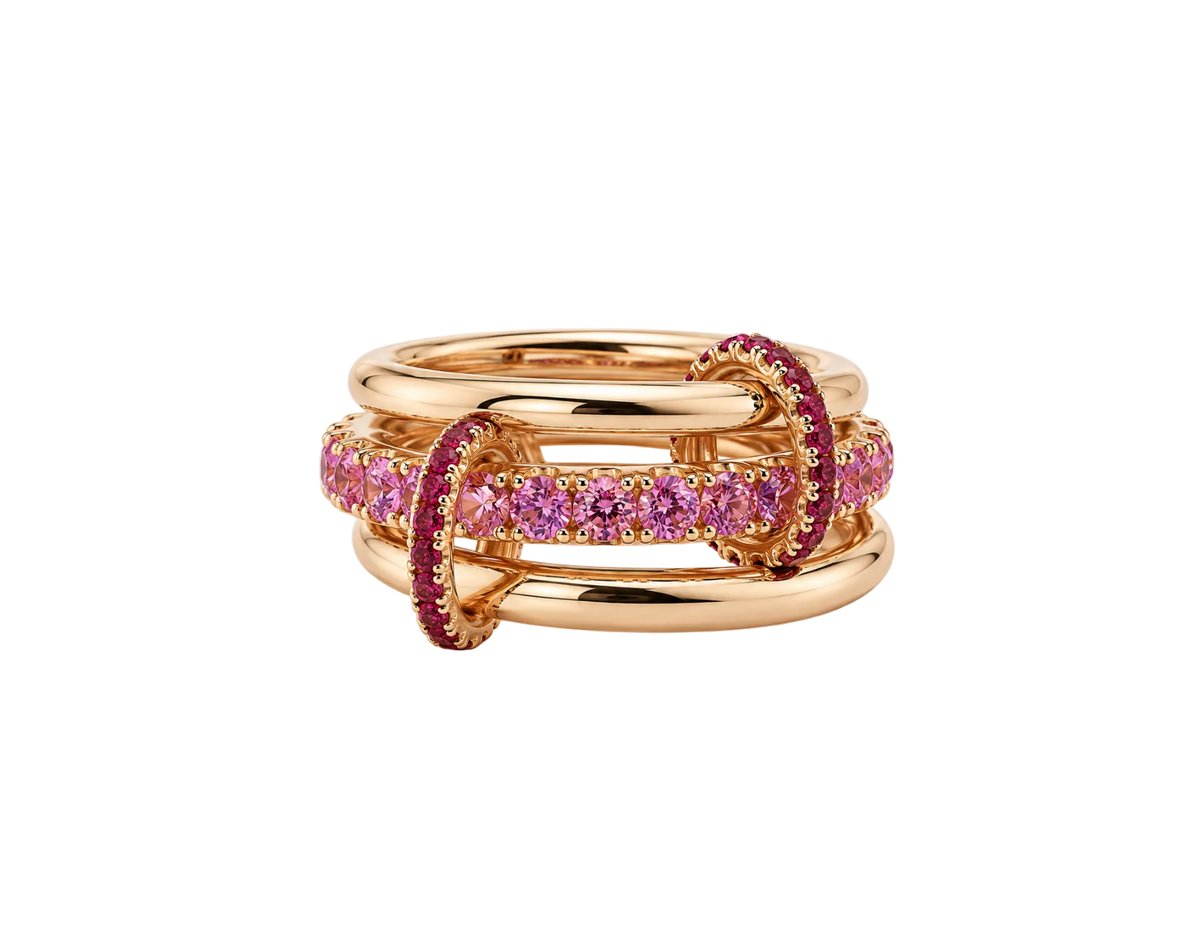 PINK SAPPHIRE & RUBY MULTI LINK RING