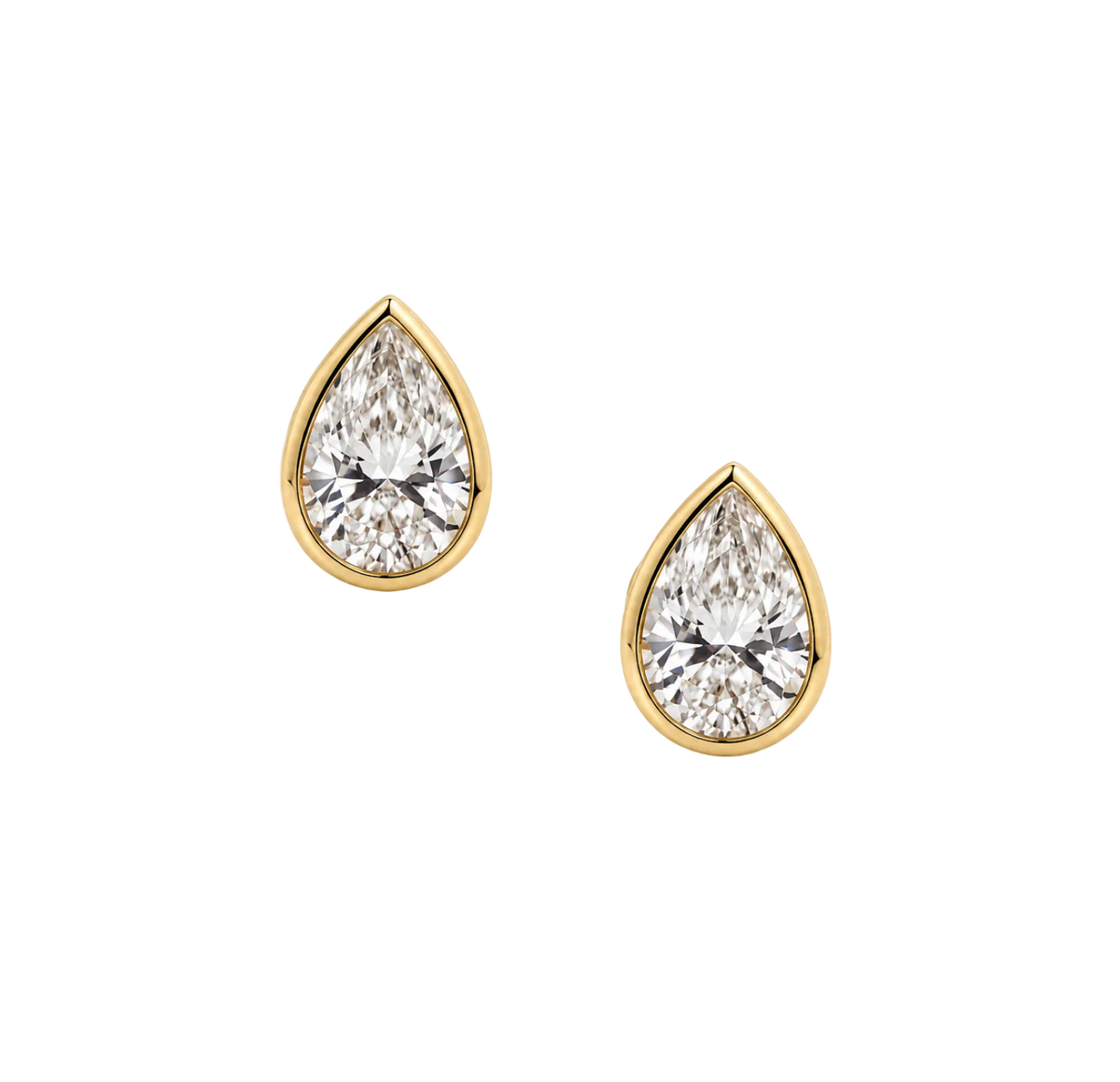 BEZEL SET PEAR SHAPED DIAMOND STUDS