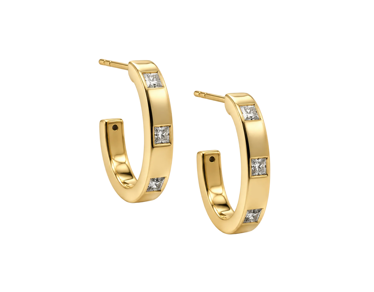 TRIPLE DIAMOND HALF HOOPS
