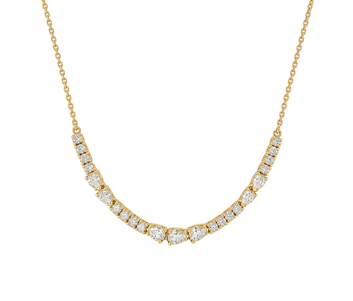 PEAR & ROUND DIAMOND STATION NECKLACE