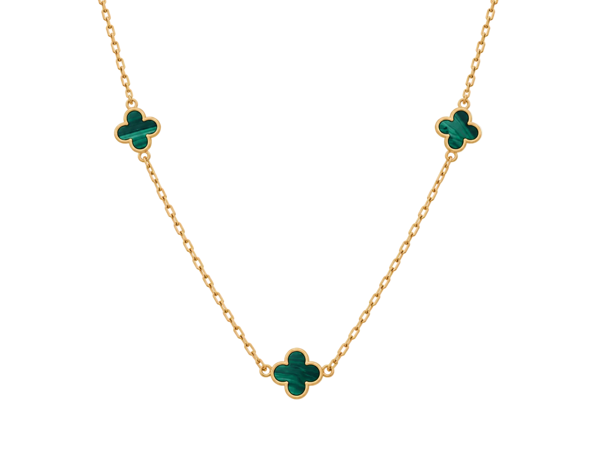 MALACHITE CLOVER STATION NECKLACE