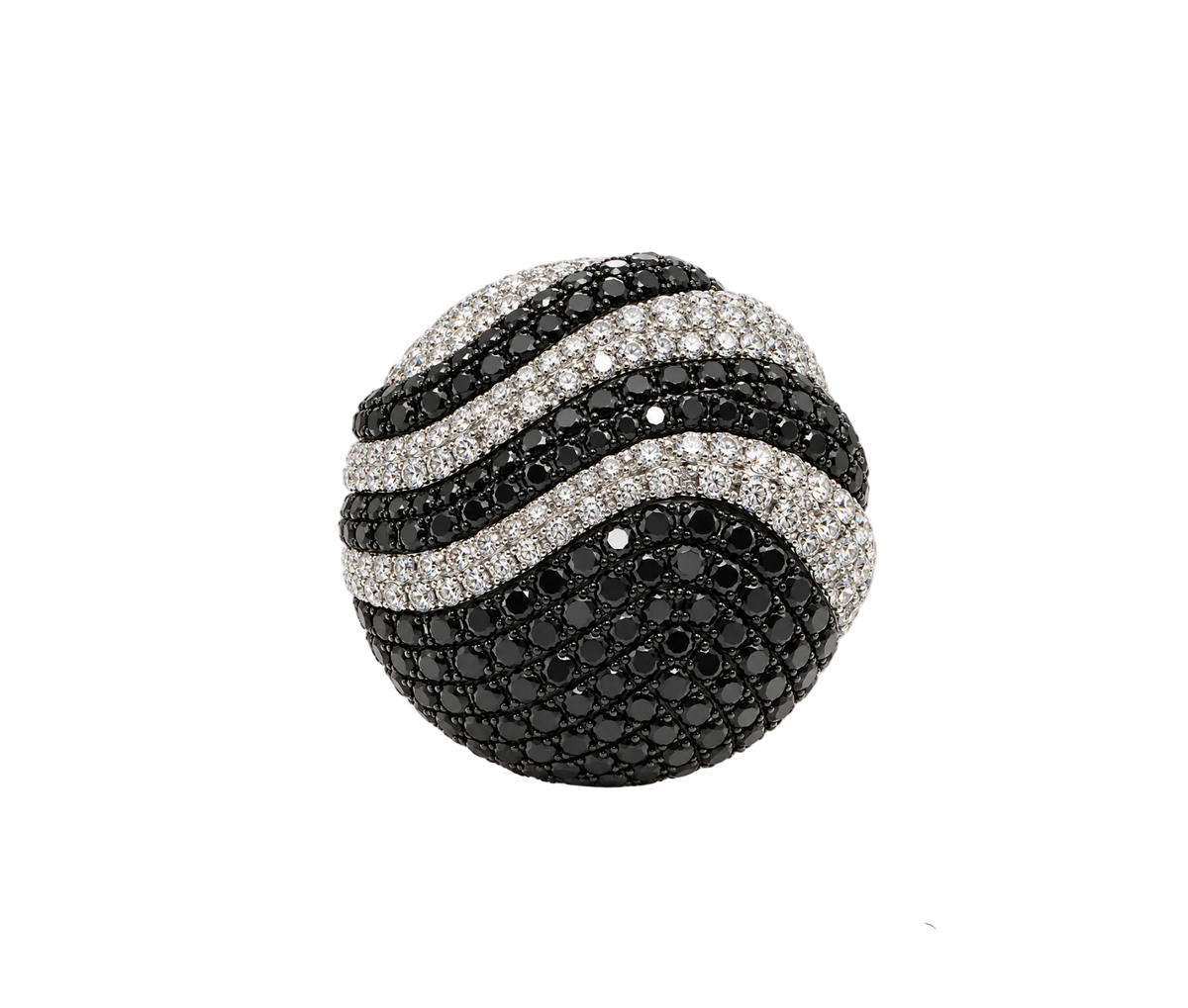 BLACK & WHITE DIAMOND WAVE COCKTAIL RING