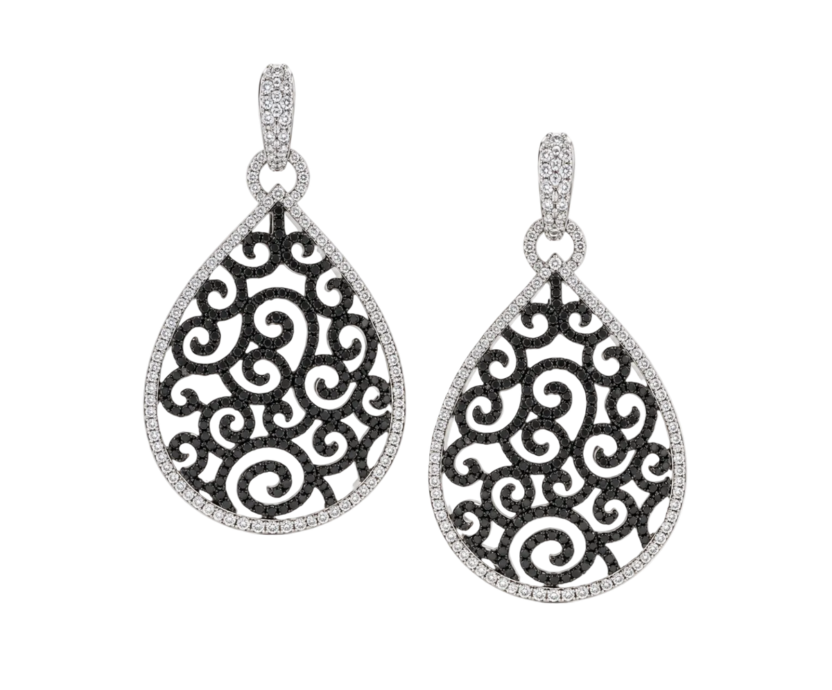 BLACK & WHITE DIAMOND TEARDROP EARRINGS