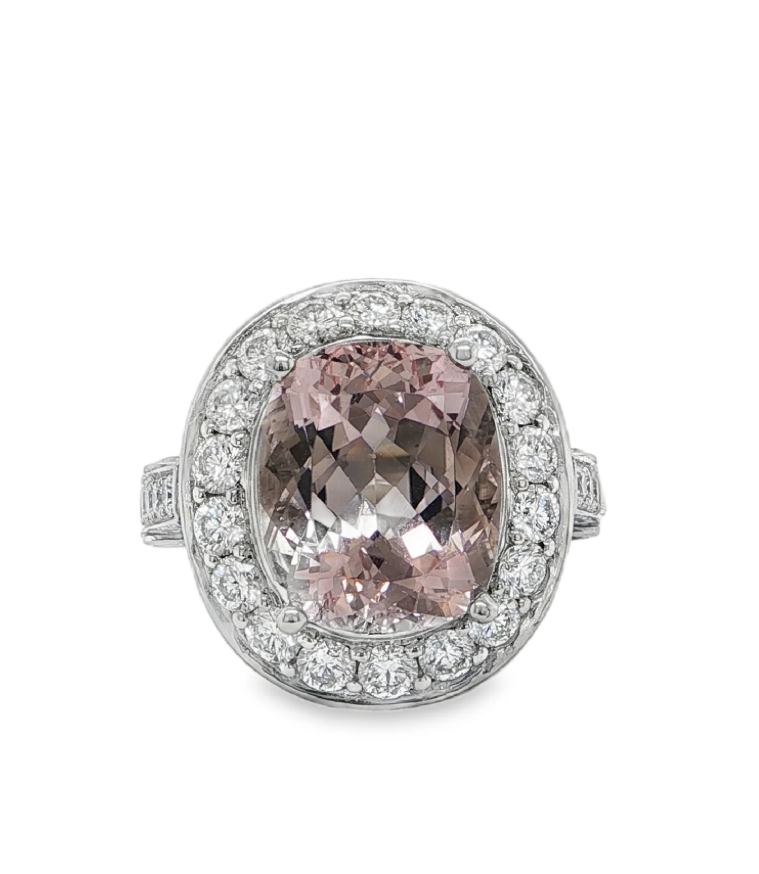 MORGANITE & DIAMOND STATEMENT RING