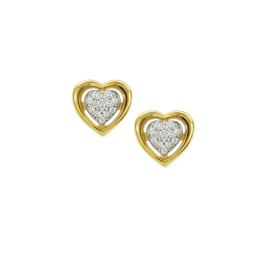 GOLD & DIAMOND HEART STUDS