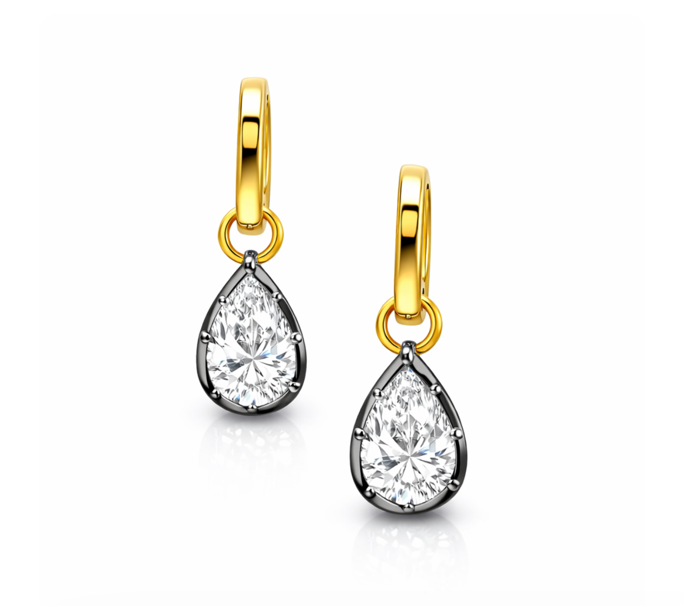 LAB PEAR SHAPED DIAMOND DANGLE EARRINGS