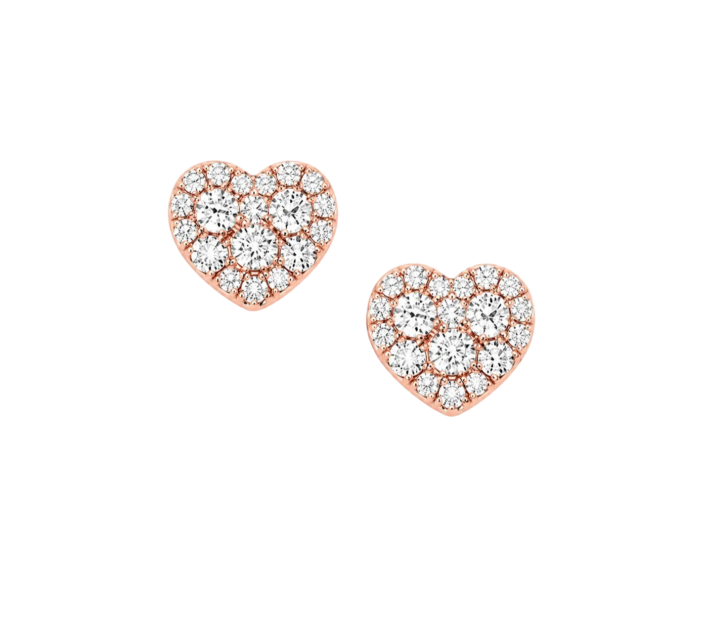 DIAMOND CLUSTER HEART STUDS