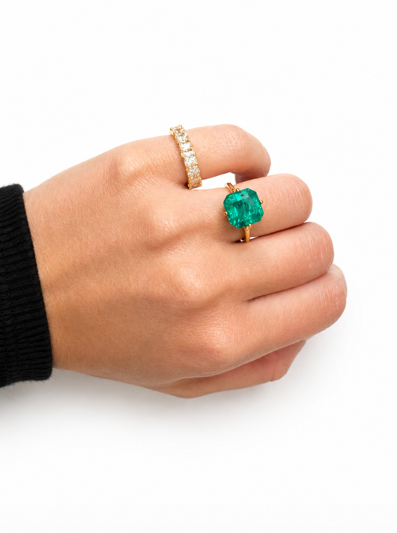 LAB EMERALD RING