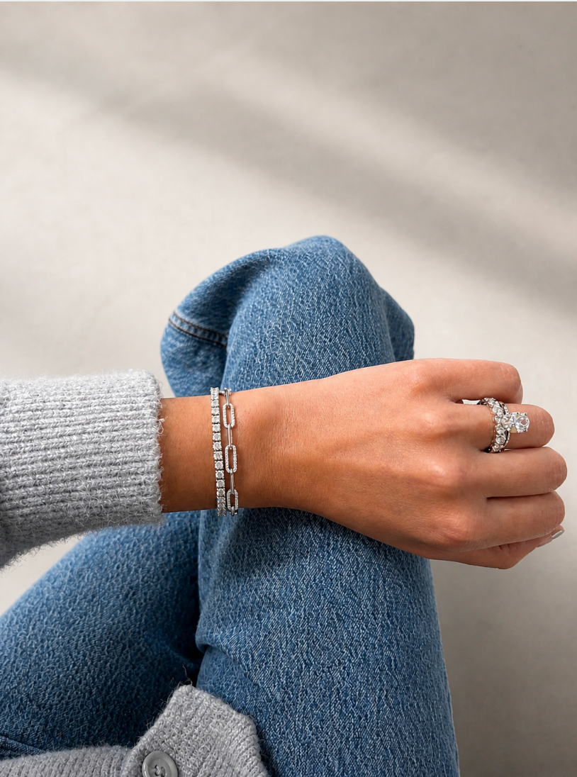 ALTERNATING DIAMOND OVAL LINK BRACELET