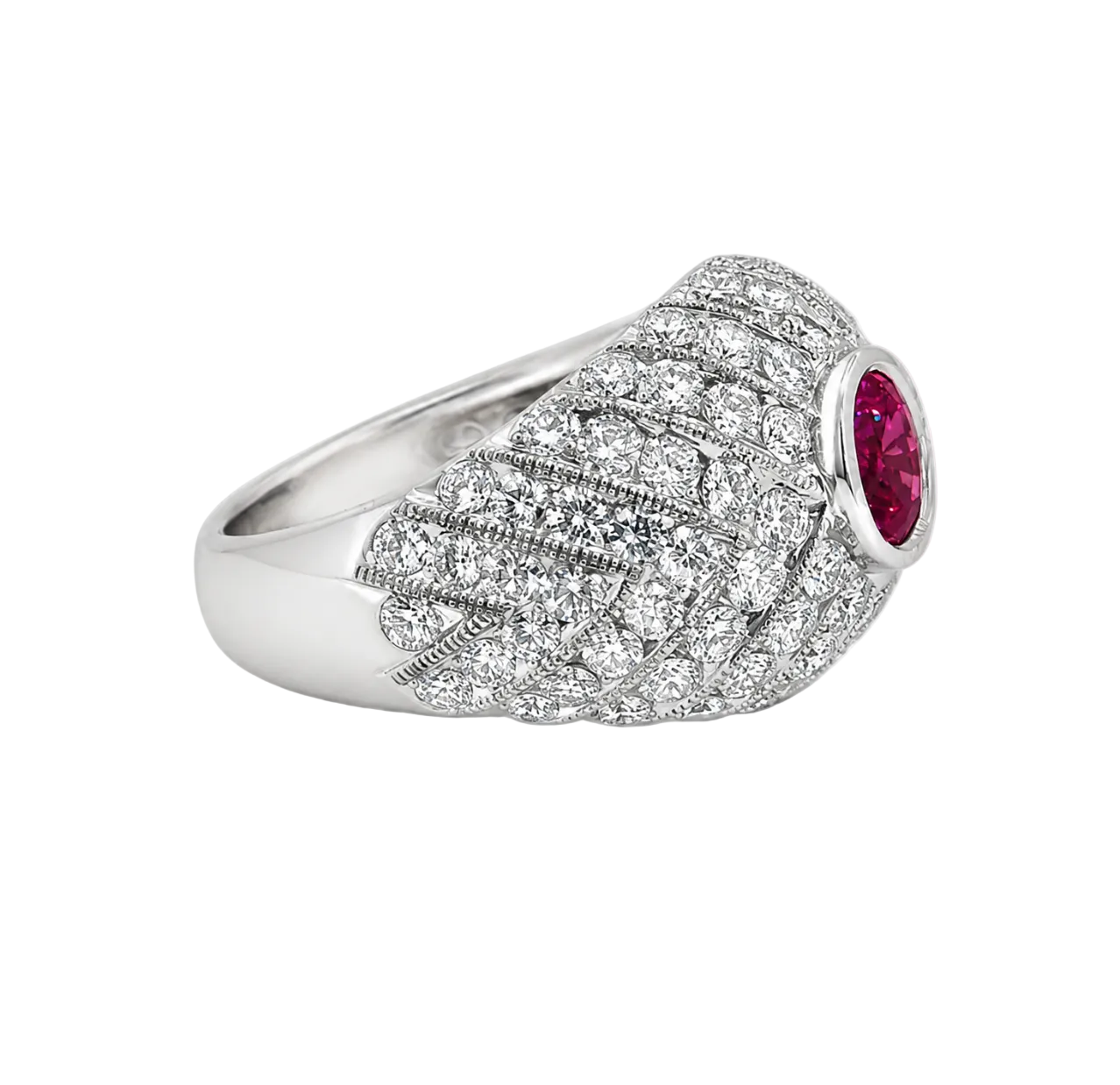CHUNKY PINK SAPPHIRE & DIAMOND RING