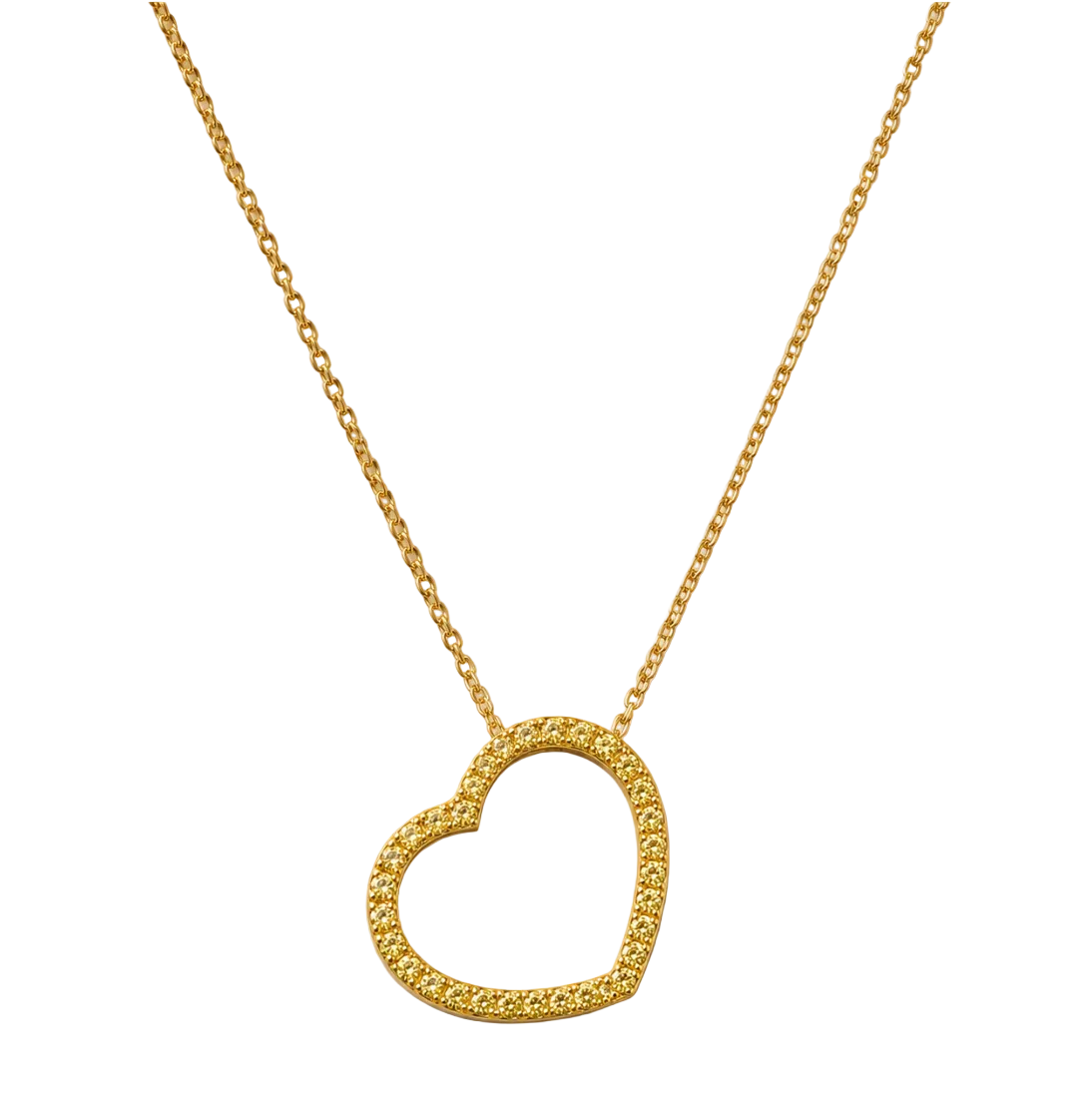 YELLOW SAPPHIRE OPEN HEART NECKLACE
