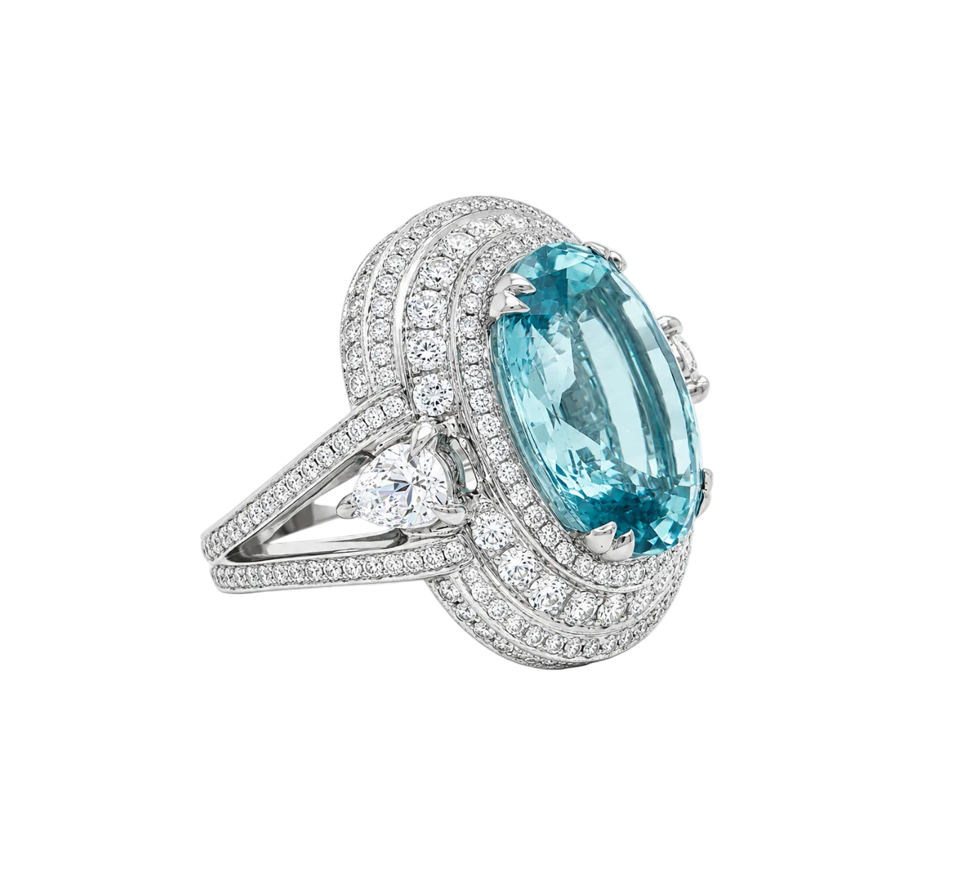 AQUAMARINE & DIAMOND COCKTAIL RING
