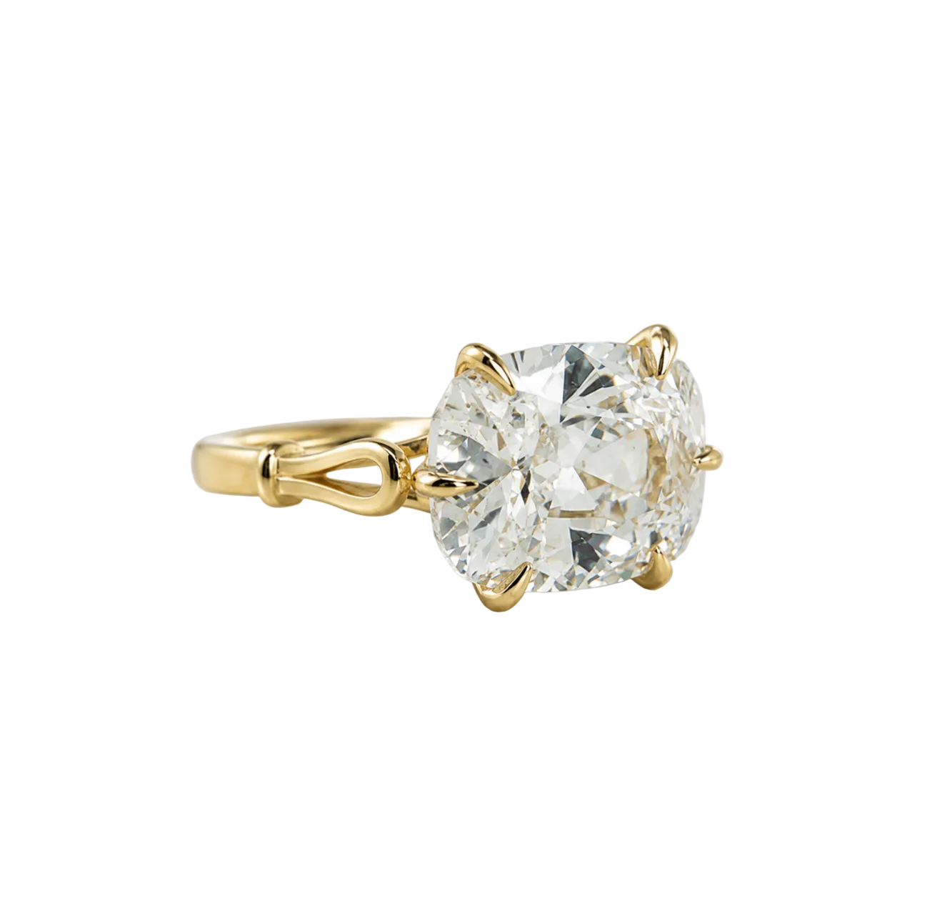 ELONGATED LAB DIAMOND CUSHION ENGAGMENT RING